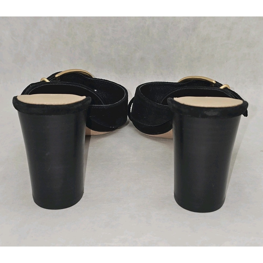 NWOB Veronica Beard Griddley Black Suede Buckle Block Heel Sandals Size 7 - Picture 4 of 11